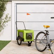 vidaXL Reboque de bicicleta p/ animais tecido oxford/ferro verde/preto