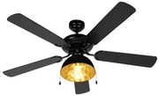 Ventilador de teto preto com bege 130cm com cordão - Mistral Magna