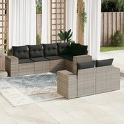 vidaXL 7 pcs conj. sofás jardim com almofadões vime PE cinzento-claro