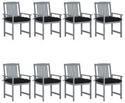 vidaXL Cadeiras de jardim c/ almofadões 8 pcs acácia maciça cinzento