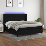 vidaXL Cama box spring c/ colchão e LED 160x200 cm tecido preto