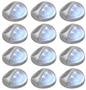 Candeeiro de parede solar LED exterior 12 pcs prateado redondo