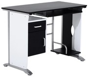 HOMCOM Mesa para Computador com Gaveta Armário e Suporte para CPU Secretária para Escritório 100x52x75cm Preto e Branco | Aosom Portugal