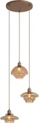 Candeeiro de Teto Retro Bronze Escuro com Vidros Âmbar 3 Luzes - Smokey