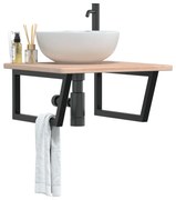 vidaXL Prateleira de parede p/ lavatório aço/madeira carvalho maciça