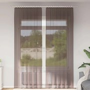 vidaXL Cortinas de voile com aba 2 pcs castanho