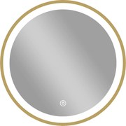 HOMCOM Espelho de banheiro com iluminação LED redondo 40 cm, espelho de parede iluminado com 3 temperaturas de cor, com brilho regulável, dourado | Aosom Portugal
