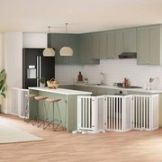 vidaXL Portão p/ cães com porta dobrável 9 painéis 450 cm álamo branco