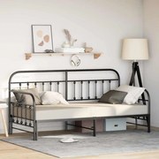 vidaXL Estrutura de cama de dia Preto 90 x 190 cm Aço revestido a pó