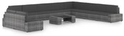 vidaXL 11 pcs conjunto lounge de jardim c/ almofadões vime PE cinzento