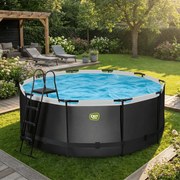 Piscina redonda Black Leather ø360x122cm com bomba de filtragem - preta