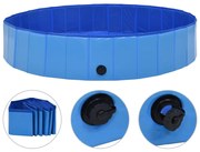 170827 vidaXL Piscina para cães dobrável 160x30 cm PVC azul