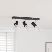 vidaXL Foco de teto com holofotes Preto 38 x 6,5 x 11,5 cm Metal