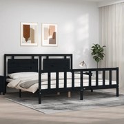 Estrutura de cama com cabeceira 180x200 cm madeira maciça preto