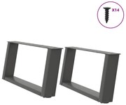 vidaXL Pés para mesa de centro em forma de U, 2 peças, antracite, 60x(30-31) cm, aço