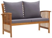vidaXL Banco de jardim c/ almofadões 119 cm madeira de acácia maciça