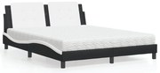 vidaXL Cama com colchão Zadar 160x200 cm couro artificial preto e branco
