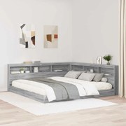 vidaXL Cama com Estante com cabeceira Sonoma cinzento 180 x 200 cm