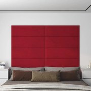 Painel de parede 12 pcs 90x30 cm veludo 3,24 m² vermelho tinto