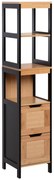 Kleankin Armário Auxiliar Armazenamento Banheiro Alto Prateleiras Gavetas 30x30x1443 cm | Aosom Portugal