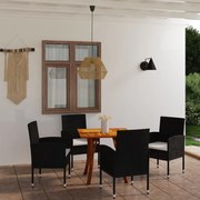 5 pcs conjunto de jantar para jardim preto