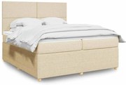 vidaXL Cama com molas/colchão 200x200 cm tecido cor creme