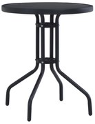 vidaXL Mesa de jardim 80 cm aço e vidro preto
