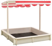 vidaXL Caixa de areia c/ telhado ajustável abeto UV50 branco/vermelho