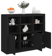 vidaXL Aparadores c/ luzes LED 3 pcs derivados de madeira preto