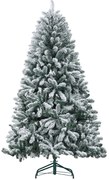 HOMCOM Árvore de Natal Artificial Nevado 180 cm com 796 Ramos e Suporte de Metal Árvore Natalina Nevado para Interior Verde