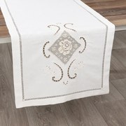 50x180 cm - Caminho de mesa linho - Bordados da Lixa