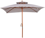 Outsunny Chapéu de Sol de Jardim com Teto Duplo Sistema de Polia Toldo de Poliéster Impermeável 300x300x297cm Cinza Claro