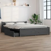 Estrutura de cama com gavetas 135x190 cm 4FT6 casal cinzento