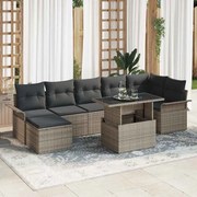vidaXL Conjunto de Sofá de Jardim de 8 Peças com Almofadas em Rattan Sintético Cinza