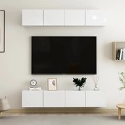 Móveis de TV 4 pcs 80x30x30 cm contraplacado branco brilhante