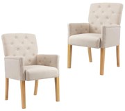 vidaXL Cadeiras de jantar com apoio de braços 2 pcs tecido bege