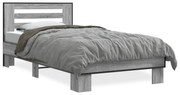 Estrutura cama 100x200 cm derivados madeira/metal cinza sonoma