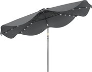 Outsunny Guarda Sol Jardim Ø292x248 cm Chapéu Sol Manivela Luzes LED Solares 8 Hastes Resistente Intempéries Cinza Escuro | Aosom Portugal