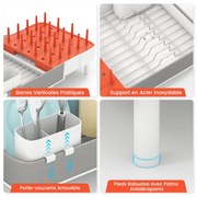 Carrinho de cozinha com tampo de madeira de borracha, prateleira ajustável, suporte para copos, 2 em 1 móvel sobre rodas, preto