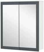 kleankin Armário de Casa de Banho com Espelho 2 Portas e Prateleiras Ajustáveis 69x17x75,5 cm Branco e Cinza
