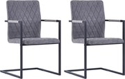 vidaXL Cadeiras de jantar cantilever 2pcs couro artif. cinzento-escuro