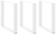 vidaXL Pés para mesa de jantar em formato de U, 3 peças, branco, 80x (72-73) cm, aço