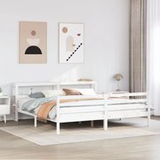 Estrutura de cama c/ cabeceira sem colchão 200x200 cm branco