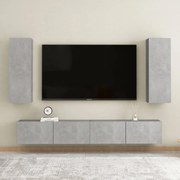 vidaXL 4 pcs conjunto de móveis de TV contraplacado cinzento cimento