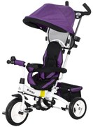 HOMCOM Triciclo Infantil Evolutivo para Bebés de +12 Meses 2 em 1 Toldo Dobrável Guiador Cinto de Segurança e Cesto 95x50x106 cm Roxo | Aosom Portugal