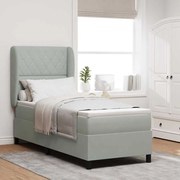 vidaXL Cama Box com Colchão Cinza Claro 80 x 200 cm de Veludo
