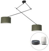 LED Candeeiro de suspensão inteligente preto com abajur 35 cm verde incl. 2 Wifi A60 - Blitz Moderno