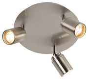 Foco de teto moderno para casa de banho em aço 3 luzes IP44 - Ducha Moderno