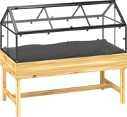 Outsunny Mini Estufa com Pés dim. 120L x 60l x 103H cm duplo teto abrível Painéis de Policarbonato, aço, Madeira de pinho tratada | Aosom Portugal