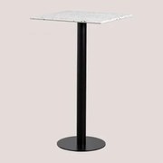 Mesa Alta De Bar Quadrada Em Terrazzo (60x60 Cm) Dolce Branco - Sklum